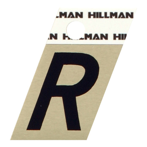 HILLMAN 1.5 in. Reflective Black Aluminum Self-Adhesive Letter R 1 pc (Pack of 6)