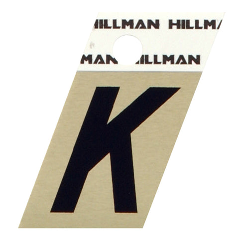 HILLMAN 1.5 in. Black Aluminum Self-Adhesive Letter K 1 pc (Pack of 6)