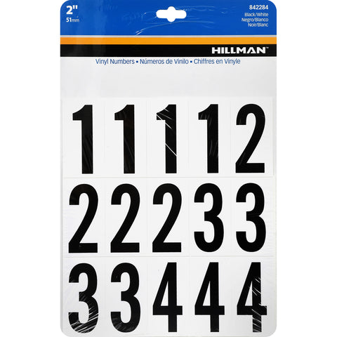 HILLMAN 2 in. Black Vinyl Self-Adhesive Number Set 0-9 35 pc (Pack of 6)