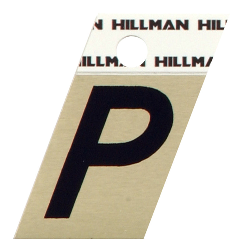 HILLMAN 1.5 in. Reflective Black Aluminum Self-Adhesive Letter P 1 pc (Pack of 6)