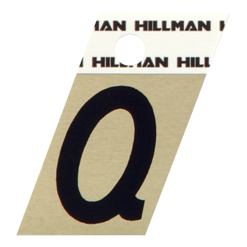 HILLMAN 1.5 in. Reflective Black Aluminum Self-Adhesive Letter Q 1 pc (Pack of 6)