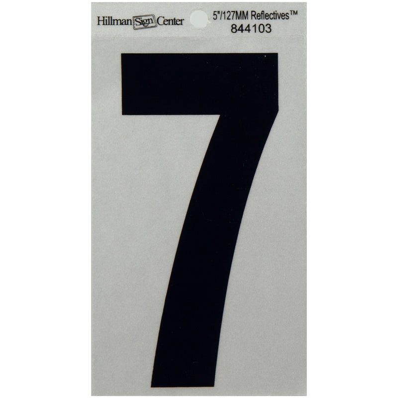 HILLMAN 5 in. Reflective Black Vinyl Self-Adhesive Number 7 1 pc (Pack of 6)