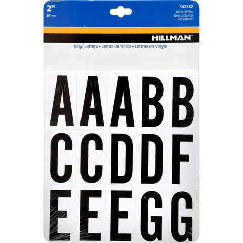 HILLMAN 2 in. Black Vinyl Self-Adhesive Letter Set A-Z 65 pc (Pack of 6)