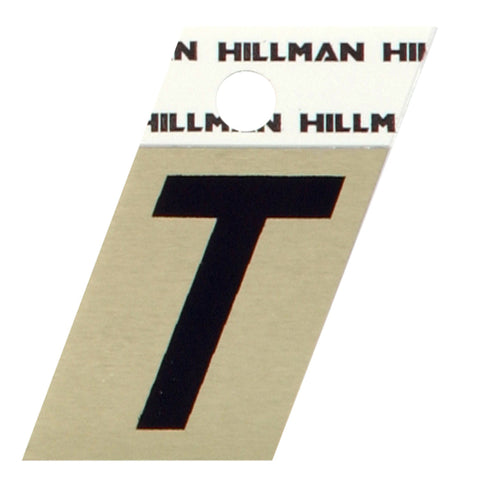 HILLMAN 1.5 in. Reflective Black Aluminum Self-Adhesive Letter T 1 pc (Pack of 6)