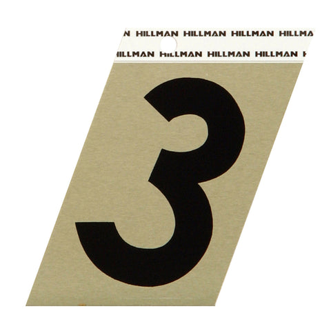 HILLMAN 3 in. Reflective Black Vinyl Self-Adhesive Number 3 1 pc (Pack of 3)