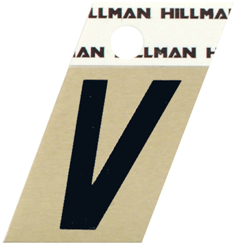 HILLMAN 1.5 in. Black Aluminum Self-Adhesive Letter V 1 pc (Pack of 6)