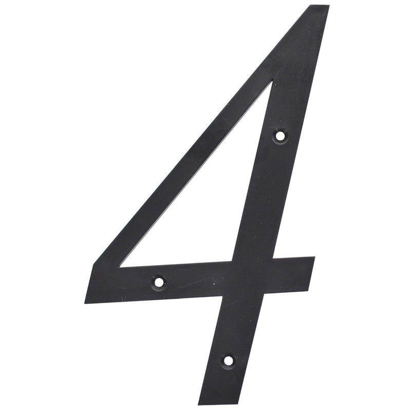 HILLMAN 6 in. Reflective Black Plastic Nail-On Number 4 1 pc (Pack of 3)