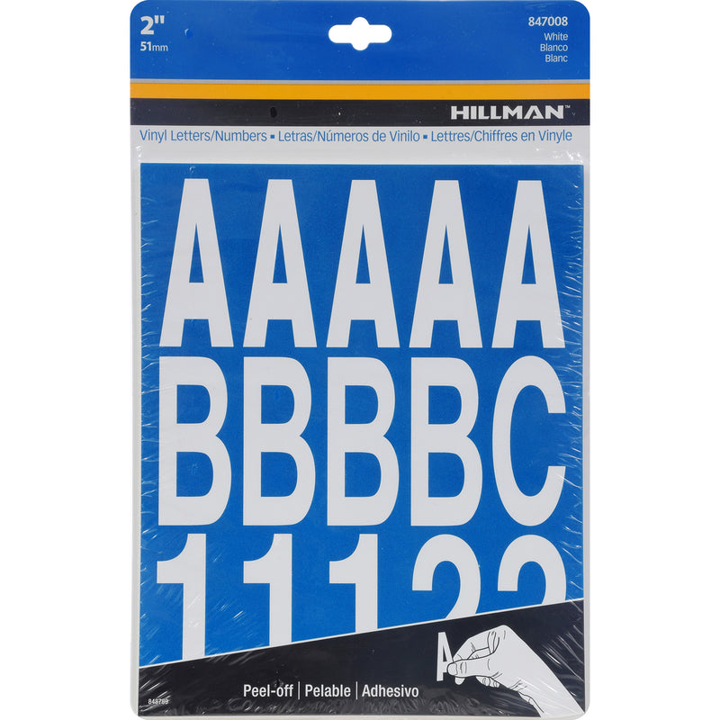 HILLMAN 2 in. White Vinyl Self-Adhesive Letter and Number Set 0-9, A-Z 205 pc (Pack of 6)