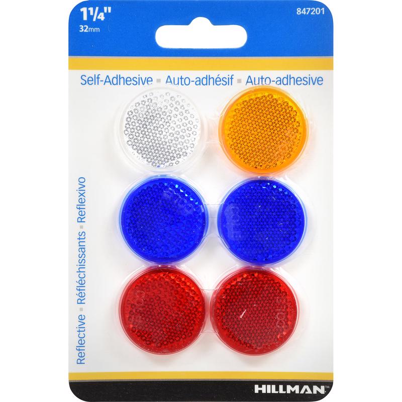 HILLMAN 1.25 in. Round Assorted Reflectors 6 pk (Pack of 12)
