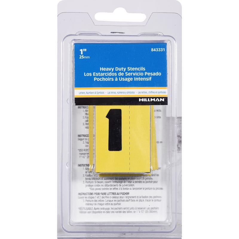 HILLMAN 1 in. Card Stock Block Letter & Number Stencil Pack 1 Inch Stencil Set 47 pk (Pack of 5)