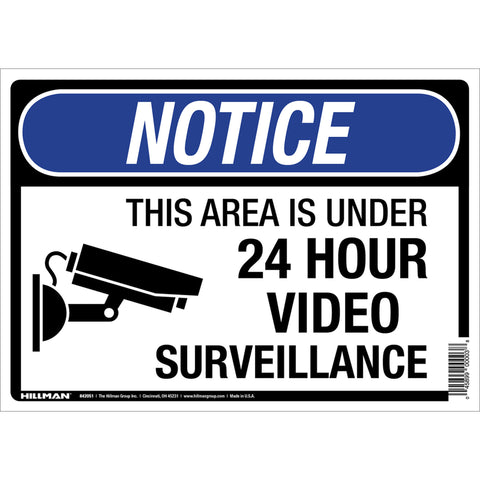 HILLMAN English White Security Sign 10 in. H X 14 in. W (Pack of 6)