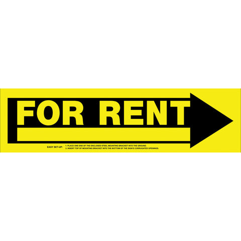 HILLMAN English Yellow For Rent Sign 6 in. H X 24 in. W (Pack of 6)