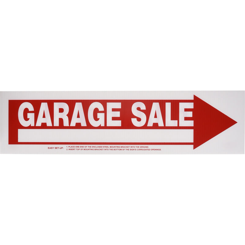 HILLMAN English White Garage Sale Sign 6 in. H X 24 in. W (Pack of 6)