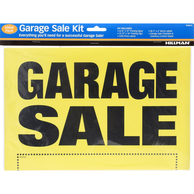 HILLMAN English Yellow Garage Sale Sign Kit 8 in. H X 12 in. W (Pack of 5)
