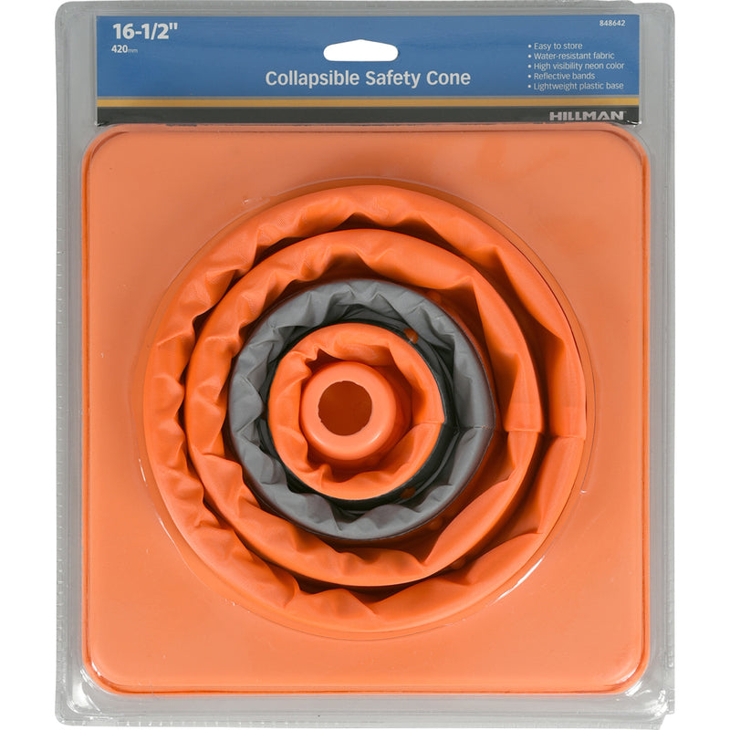 Cono de seguridad naranja HILLMAN English de 16 pulg. de alto x 8 pulg. de ancho (paquete de 2)