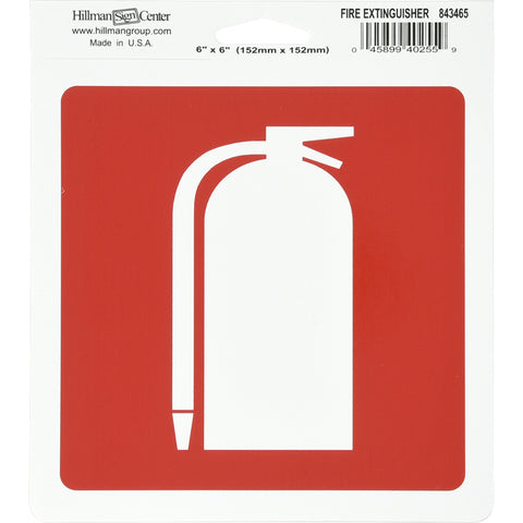 HILLMAN English Red/White Fire Extinguisher Sign 6 in. H X 6 in. W (Pack of 6)