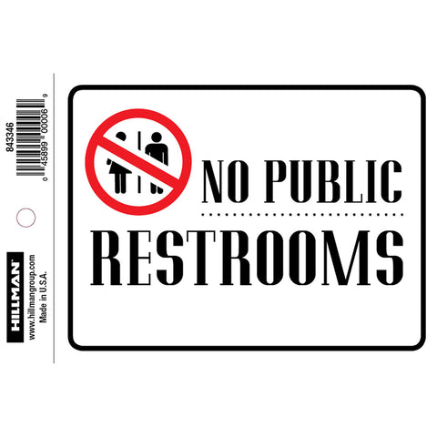 HILLMAN English White Restroom Sign 4 in. H X 6 in. W (Pack of 6)