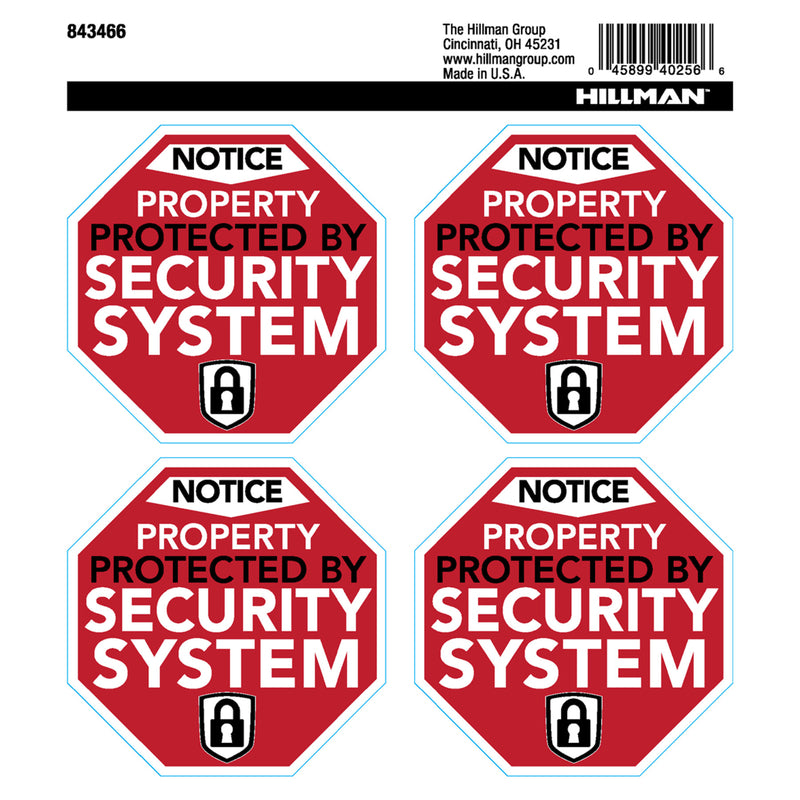 HILLMAN English Red Security Decal 6 in. H X 6 in. W (Pack of 6)