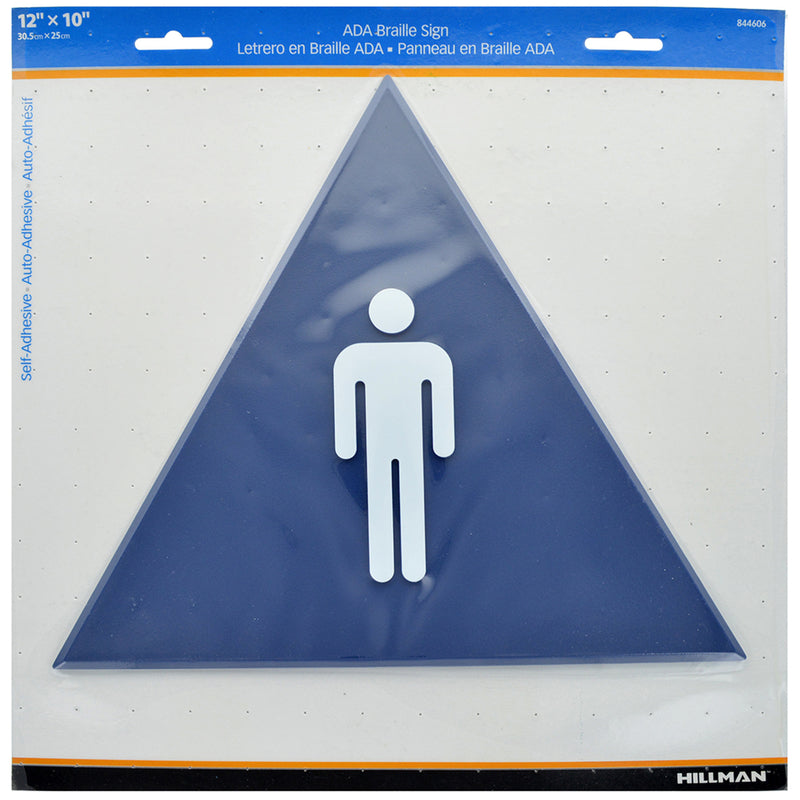 HILLMAN English Blue Restroom Plaque 12 in. H X 10 in. W (Pack of 6)