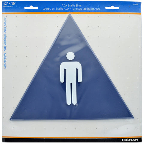 HILLMAN English Blue Restroom Plaque 12 in. H X 10 in. W (Pack of 6)