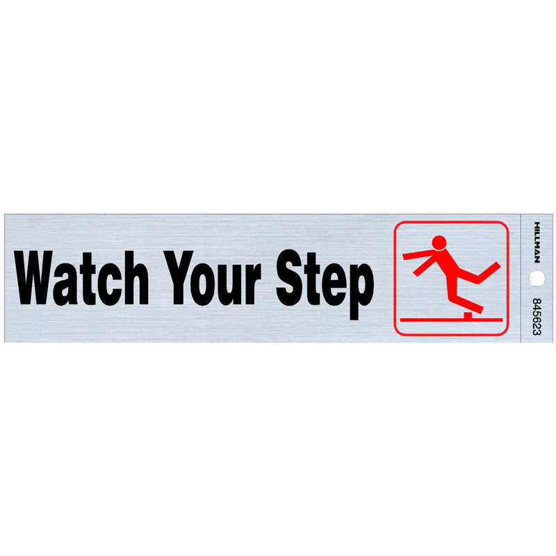 HILLMAN English Silver Safety Sign 2 in. H X 8 in. W (Pack of 6)