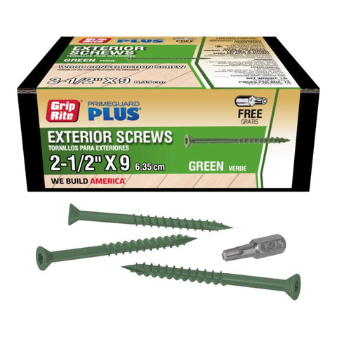 Grip-Rite PrimeGuard Plus 2-1/2 in. L Green Star Bugle Head Deck Screws 1 lb 87 pk (Pack of 12)