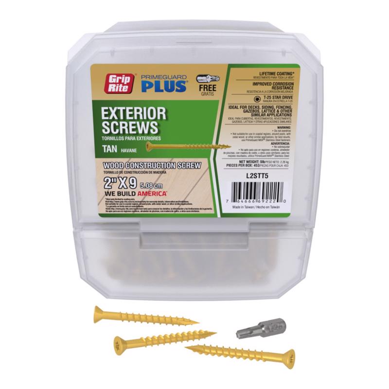 Grip-Rite PrimeGuard Plus 2 in. L Tan Star Bugle Head Deck Screws 5 lb 630 pk (Pack of 4)