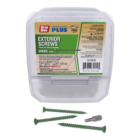 Grip-Rite PrimeGuard Plus 2-1/2 in. L Green Star Bugle Head Deck Screws 5 lb 150 pk (Pack of 4)