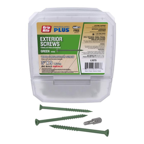 Grip-Rite PrimeGuard Plus 3 in. L Green Star Bugle Head Deck Screws 5 lb 365 pk (Pack of 4)