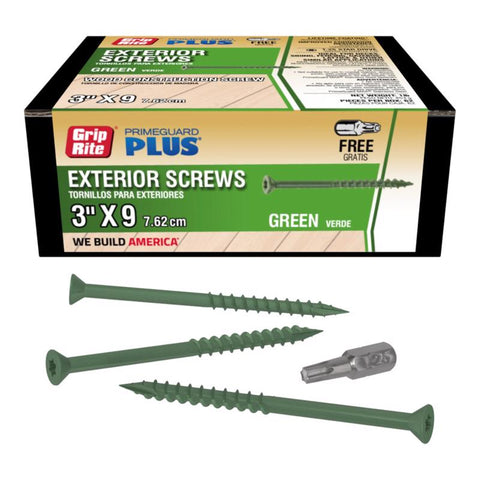 Grip-Rite PrimeGuard Plus 3 in. L Green Star Bugle Head Deck Screws 1 lb 73 pk (Pack of 12)