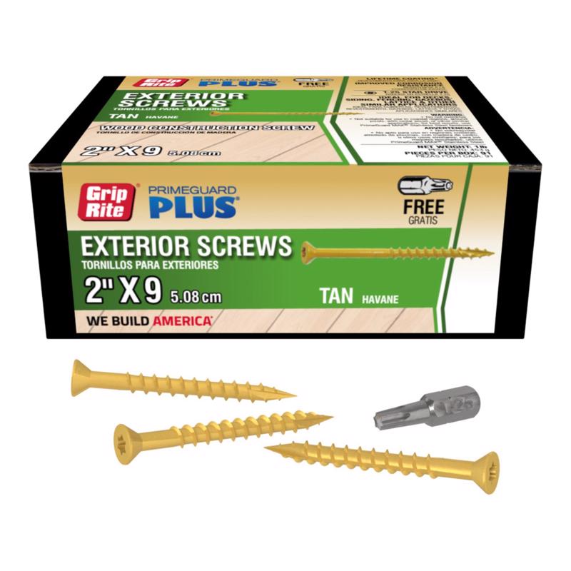 Grip-Rite PrimeGuard Plus 2 in. L Tan Star Bugle Head Deck Screws 1 lb 126 pk
