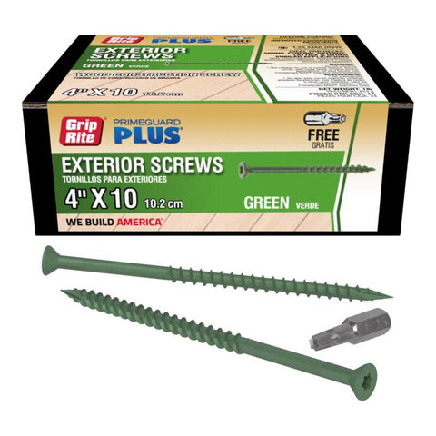 Grip-Rite PrimeGuard Plus No. 10 wire X 4 in. L Green Star Bugle Head Deck Screws 1 lb 50 pk (Pack of 12)
