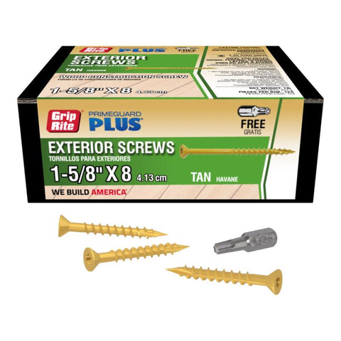 Grip-Rite PrimeGuard Plus 1-5/8 in. L Tan Star Bugle Head Deck Screws 1 lb 147 pk (Pack of 12)