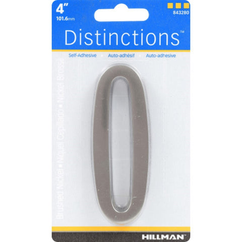 HILLMAN Distinctions 4 in. Silver Zinc Die-Cast Self-Adhesive Number 0 1 pc (Pack of 3)