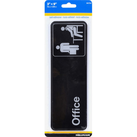 HILLMAN English Black Office Sign 3 in. H X 9 in. W (Pack of 6)