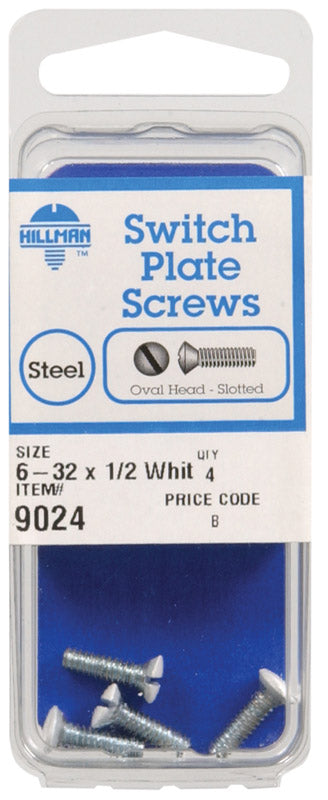 HILLMAN No. 6-32 in. X 1/2 in. L Slotted Oval Head Steel Machine Screws 4 pk (Pack of 10)