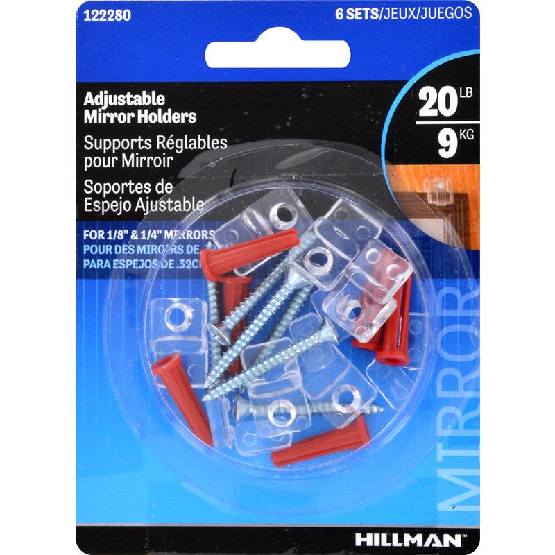 HILLMAN Clear Medium Mirror Holder Kit 20 lb 6 pk (Pack of 10)