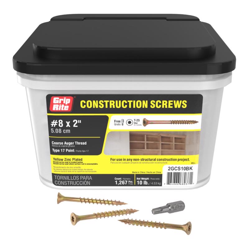 Tornillos de cabeza plana para construcción gruesa Grip-Rite No. 8, rosca X 2 pulg. de largo
