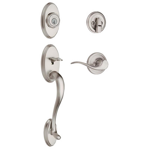 Kwikset SmartKey Shelburne Satin Nickel Handleset