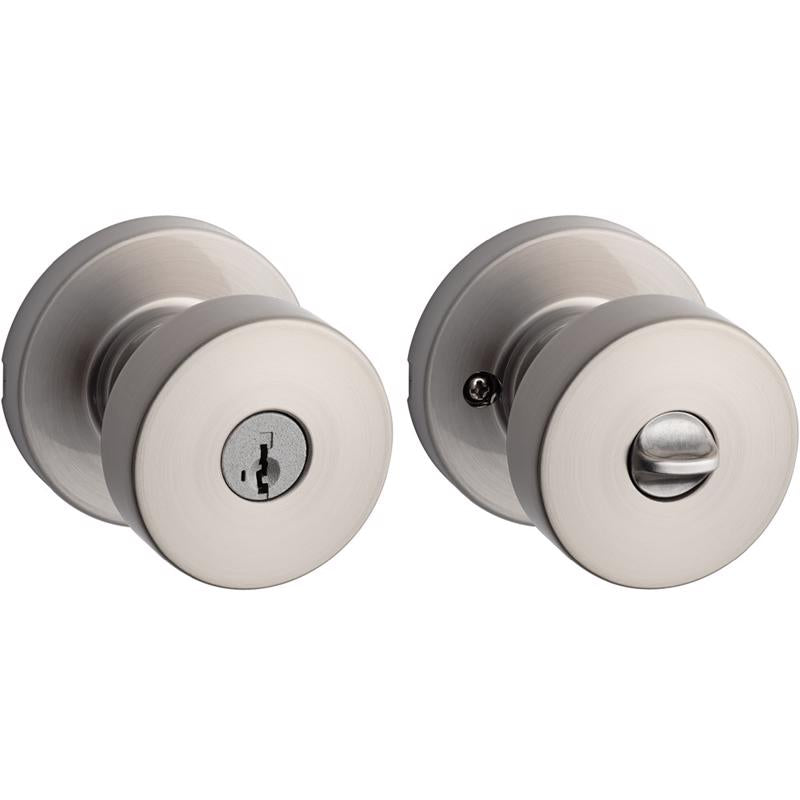 Kwikset SmartKey Pismo Satin Nickel Entry Door Knob KW1 1-3/4 in.