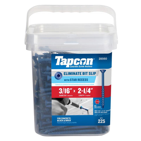 Tapcon 3/16 in. in. X 2-1/4 in. L Star Flat Head High/Low Concrete Screws