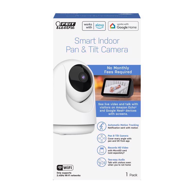 Cámara de seguridad inteligente para interiores Feit Smart Home, enchufable y con movimiento panorámico e inclinación