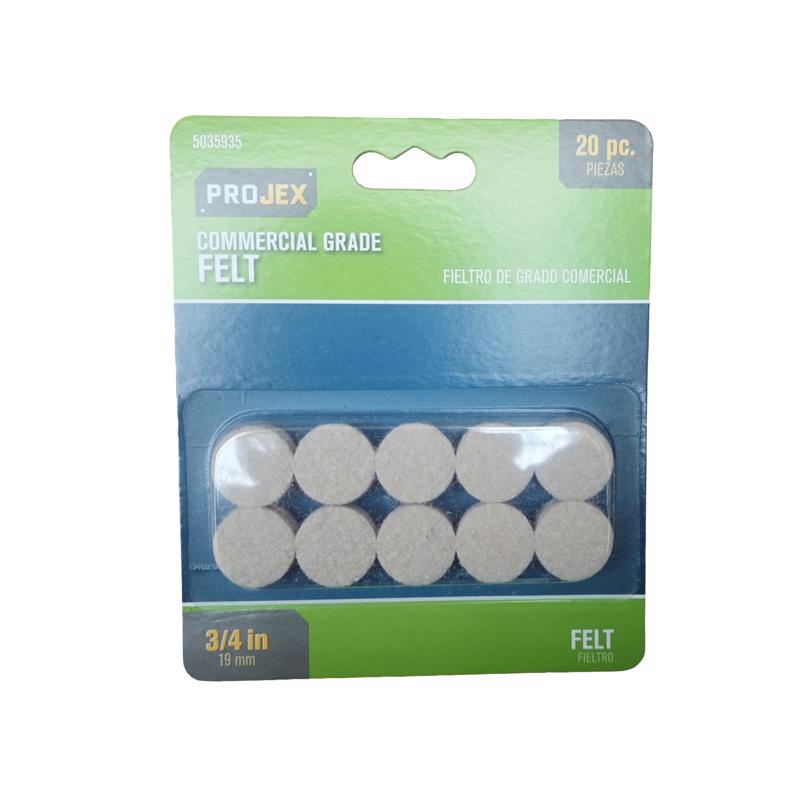 Projex Felt Self Adhesive Protective Pad Beige Round 3/4 in. W 20 pk (Pack of 12)