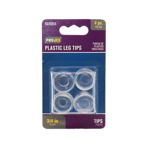 Projex Thermoplastic Ethylene Leg Tip Clear Round 3/4 in. W 4 pk (Pack of 6)