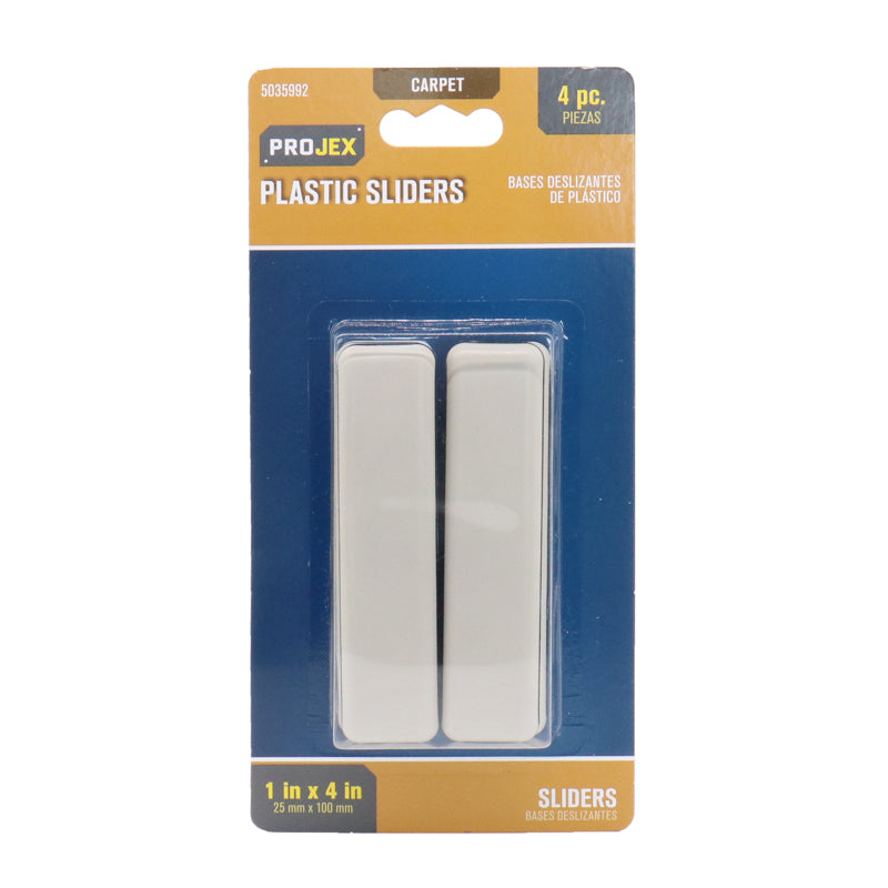 Deslizadores de plástico adhesivos Projex White de 1 pulg., paquete de 4