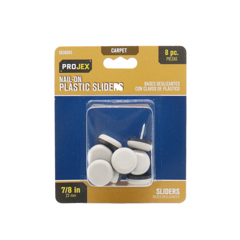 Projex White 7/8 in. Nail-On Plastic Chair Glide 8 pk