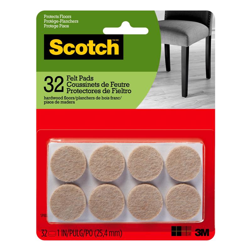3M Scotch Felt Self Adhesive Protective Pad Beige Round 1 in. W 32 pk (Pack of 6)