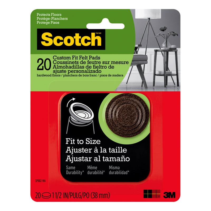3M Scotch Felt Self Adhesive Protective Pad Brown Round 1.5 in. W 20 pk (Pack of 6)