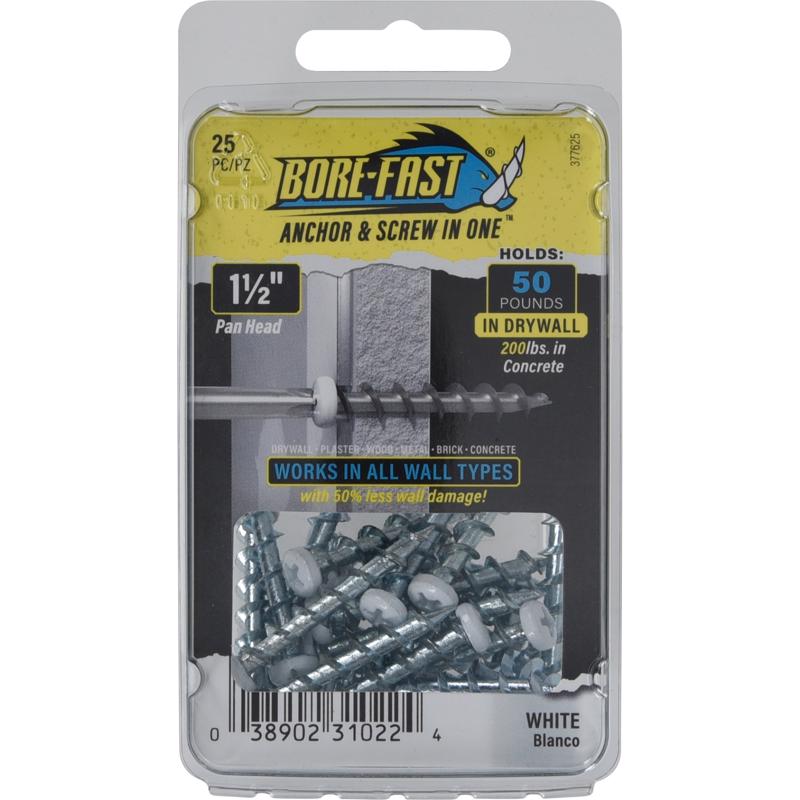 HILLMAN 3/16 in. D X 1-1/2 in. L Steel Pan Head Screw and Anchor 25 pc (Pack of 5)