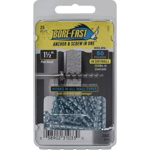 HILLMAN 3/16 in. D X 1-1/2 in. L Steel Pan Head Screw and Anchor 25 pc (Pack of 5)